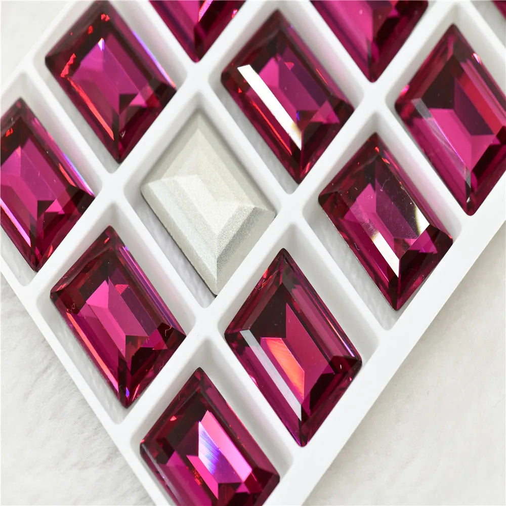 Wholesale k9 Rectangle Rhinestones Glass Strass crafts super Glitter For Clothes DIY Sewing Beads For Jewelry 10X14MM