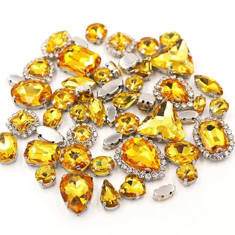 New 50pcs Glitter Rhinestone Sew on Claw Buckle Crystal DIY Craft Wedding Accessories white k claw