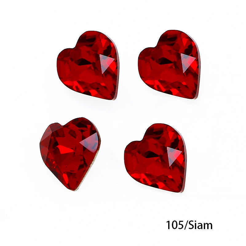 Crystal  Fancy Stone Pointed Back Rhinestones Heart Shape Glue On Crystal Beads K9 Glass Loose Diamond For Jewelry Making DIY