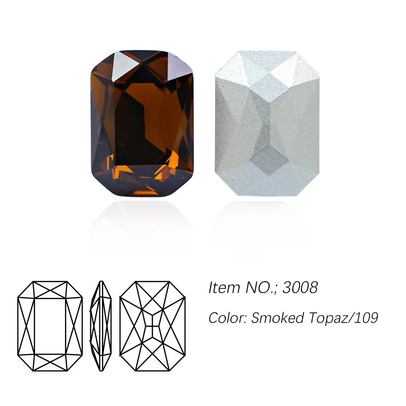 K9 Glass Rectangle Octagon Strass Diamond for Clothes, Nail Art, Rhinestone 3D Pointback, Fancy Stone Gems, Bling Crystal, DIY