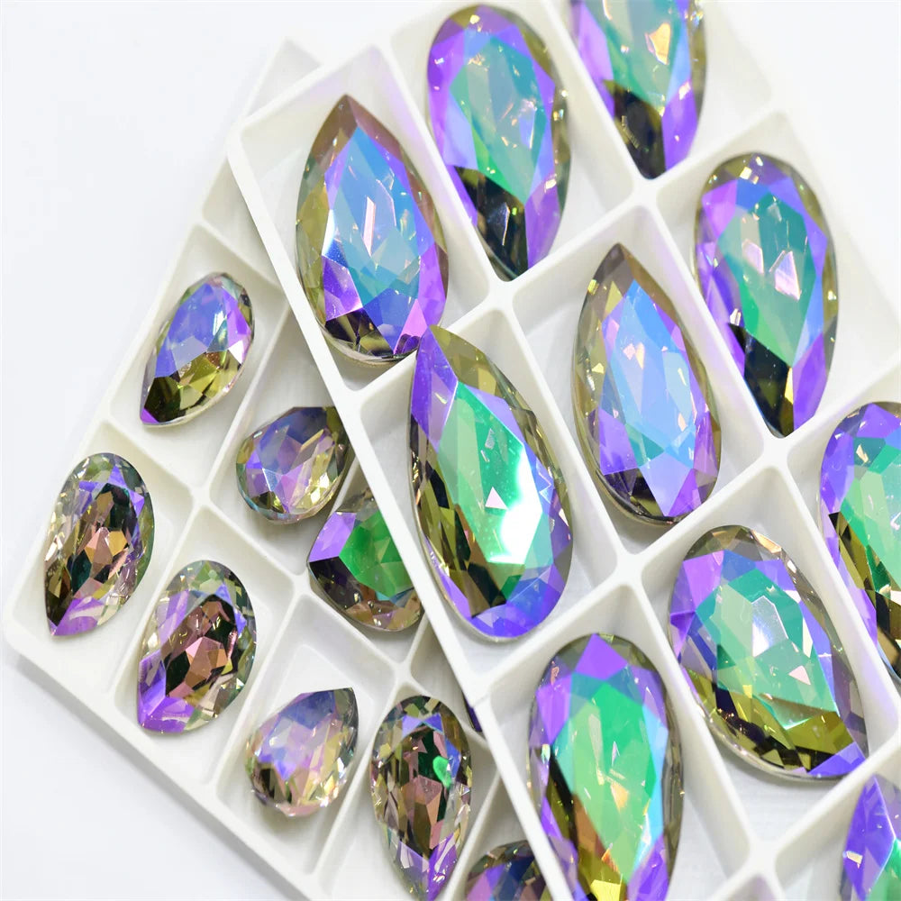 k9 glass crystal Rhinestones Pointback teardrop  super glitter  Beads For Jewelry Making 30x40mm 20x30mm