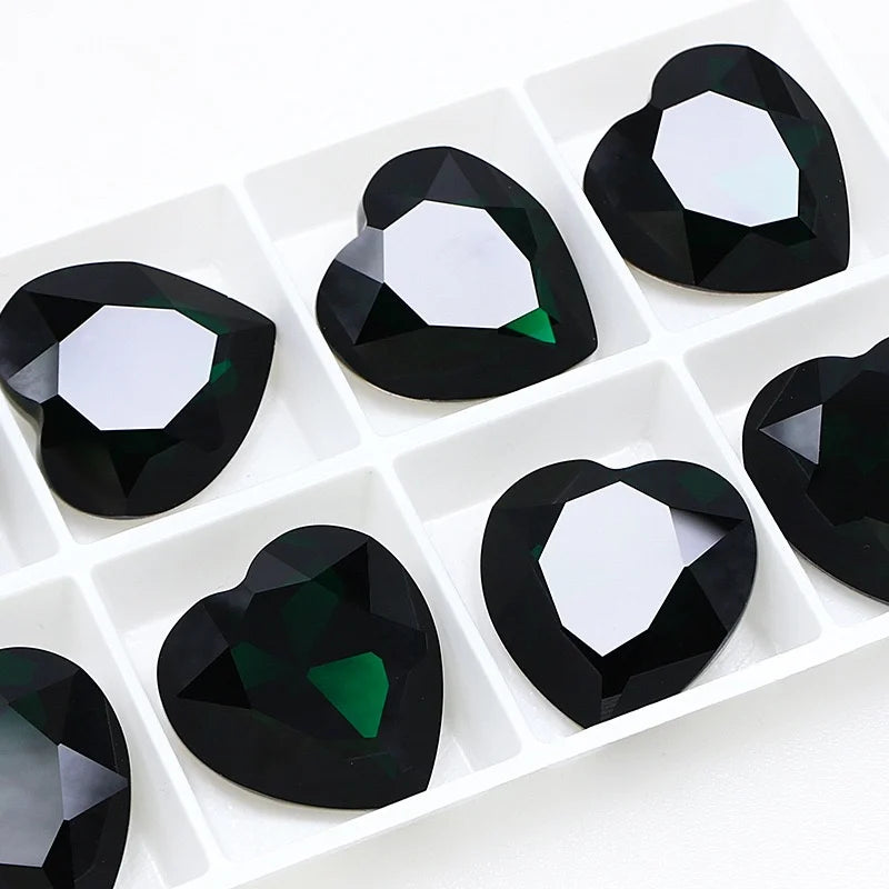 K9 Big Heart Glass Rhinestones 27mm/18mm Crystal Diamond Decoration Beads for Needlework
