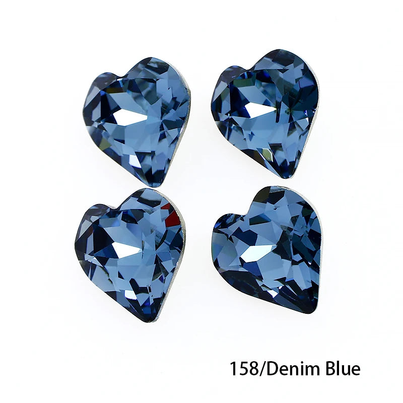 Crystal  Fancy Stone Pointed Back Rhinestones Heart Shape Glue On Crystal Beads K9 Glass Loose Diamond For Jewelry Making DIY