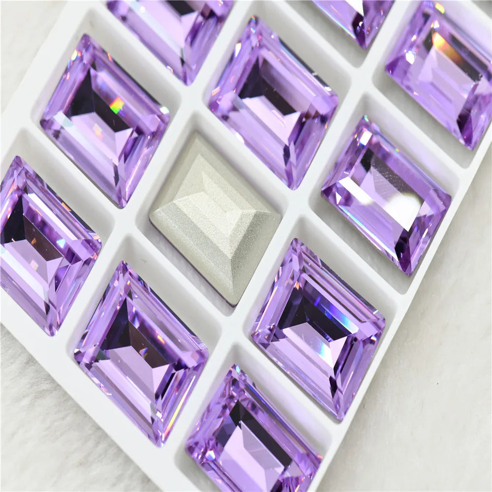 k9 Rectangle Rhinestones 10*14 violet bluecrafts super Glitter For Clothes DIY Sewing Beads For Jewelry 13X18MM 10X14MM