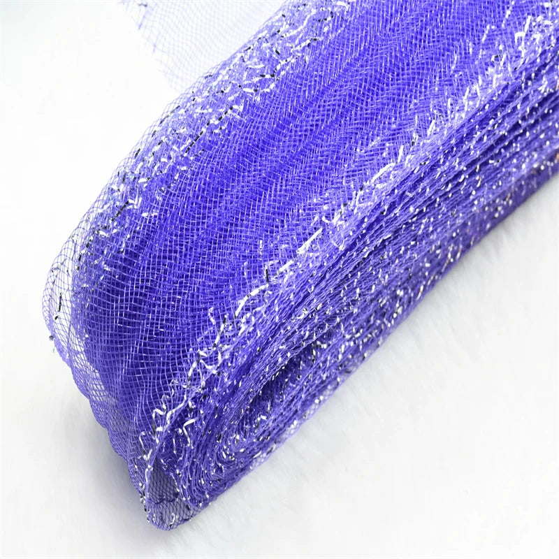 crinoline horsehair with in silver thread braid Mesh Fabric Soft Polyester Wedding Dress skirt making crafts