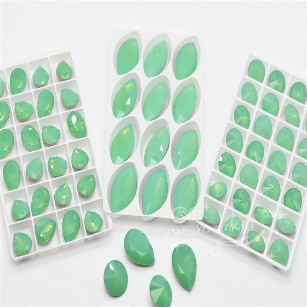 k9 Green Opal decorative crystals beads Rivoli teardrop oval Diy crafts jewels accessories