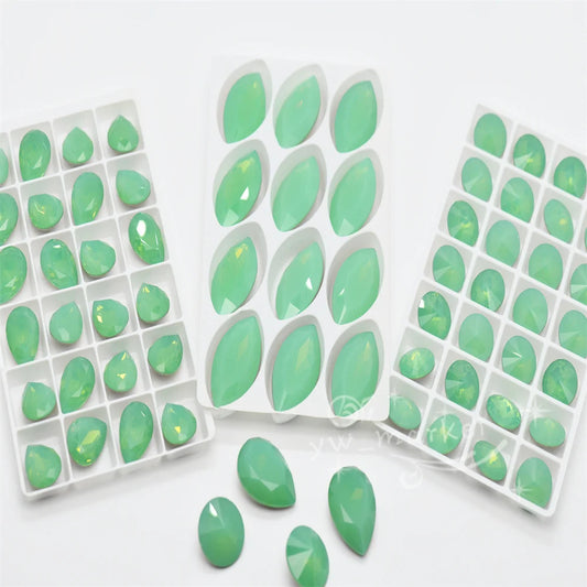 k9 Green Opal decorative crystals beads Rivoli teardrop oval Diy crafts jewels accessories
