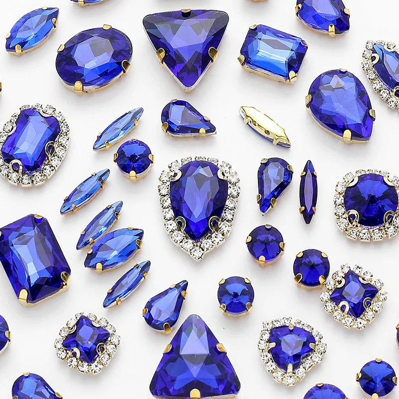 New gold claw 50pcs mixed Glitter Rhinestone Sew on Claw Buckle Crystal DIY Craft Wedding Accessories