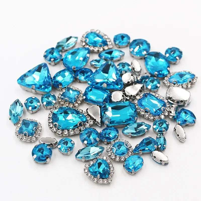 New 50pcs Glitter Rhinestone Sew on Claw Buckle Crystal DIY Craft Wedding Accessories white k claw