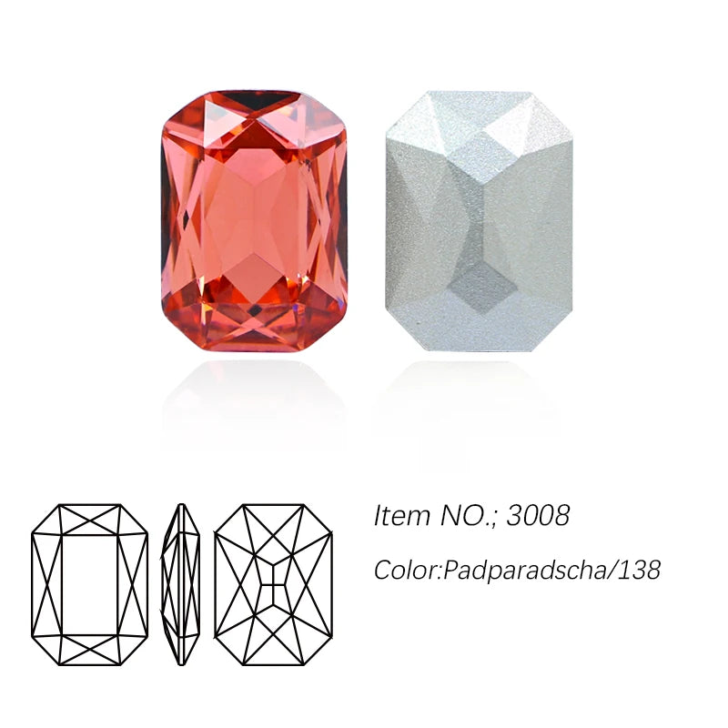 K9 Glass Rectangle Octagon Strass Diamond for Clothes, Nail Art, Rhinestone 3D Pointback, Fancy Stone Gems, Bling Crystal, DIY