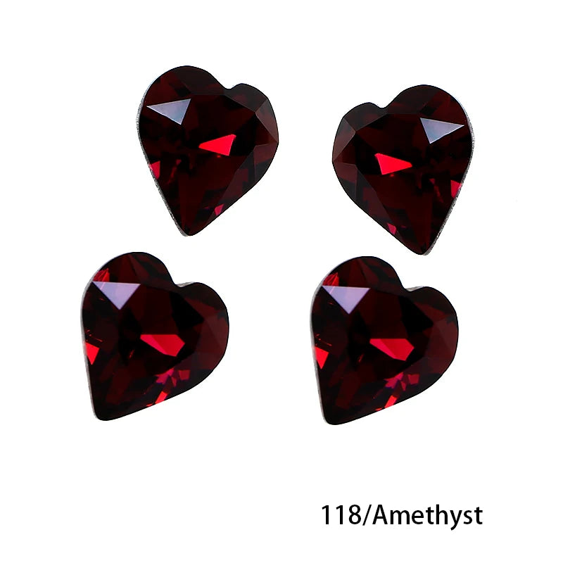 Crystal  Fancy Stone Pointed Back Rhinestones Heart Shape Glue On Crystal Beads K9 Glass Loose Diamond For Jewelry Making DIY