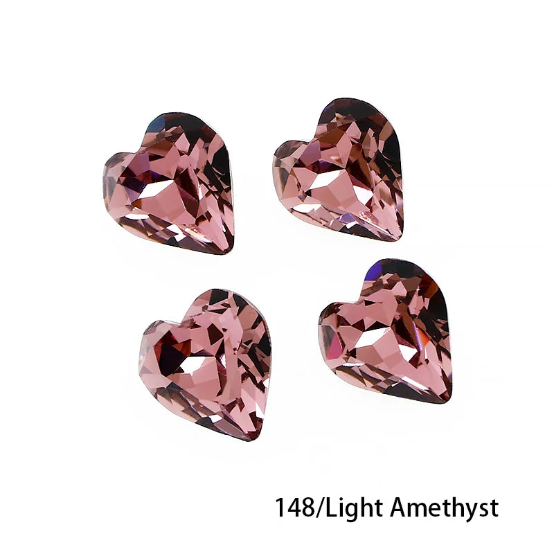 Crystal  Fancy Stone Pointed Back Rhinestones Heart Shape Glue On Crystal Beads K9 Glass Loose Diamond For Jewelry Making DIY