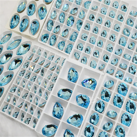 k9 LT aquamarine rhinestones and decorations crystals beads for drag jewels making dress clothing crafts teardrop  Pointback