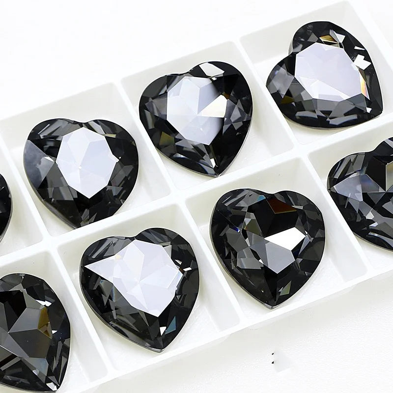 K9 Big Heart Glass Rhinestones 27mm/18mm Crystal Diamond Decoration Beads for Needlework