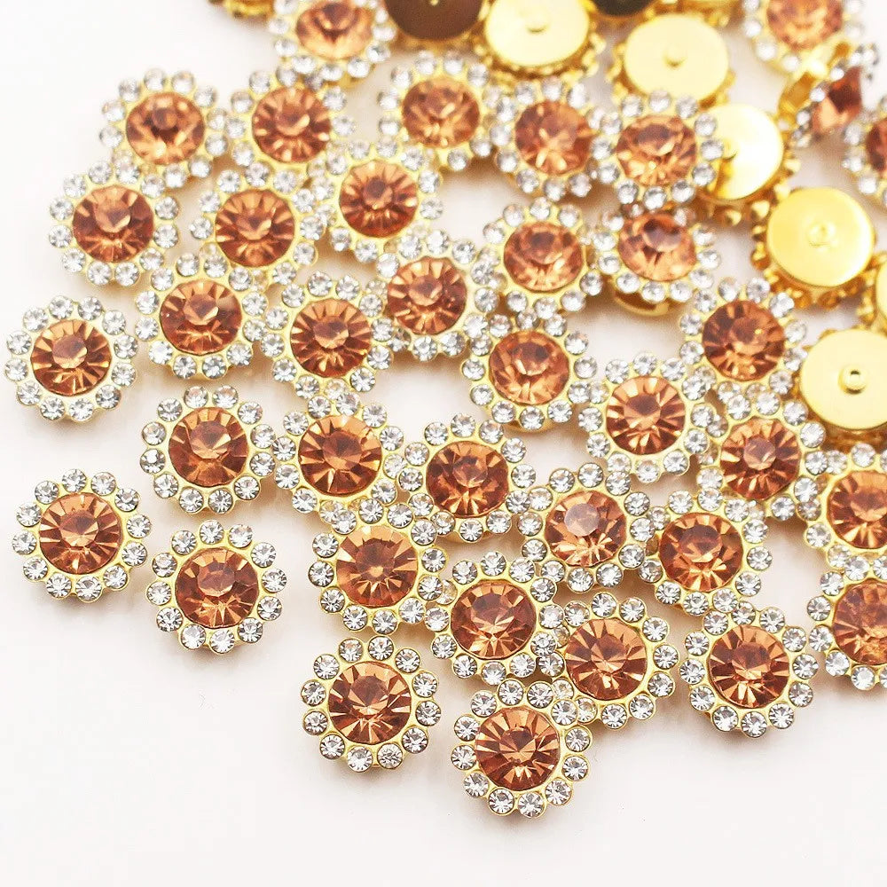 10mm 12mm  Sunflower Sewing Claw Rhinestones Crystals Glass Beads Buttons Stones Sew On Rhinestone for Clothes