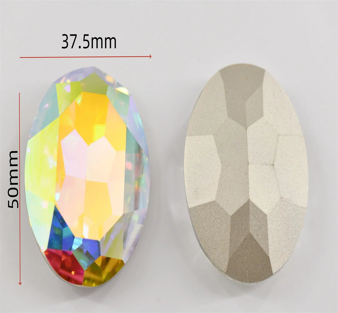 k9 Large stones Crystal  round OVAL  Glass big beads  Rhinestones Jewels Making 50mm