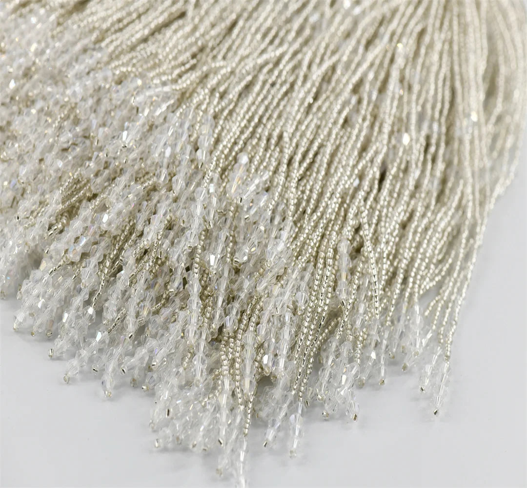 1 yard 14.5cm glass Beaded Fringe beaded fringe with pendant Lamp Costume Trim Crafts  fringes for dress sewing