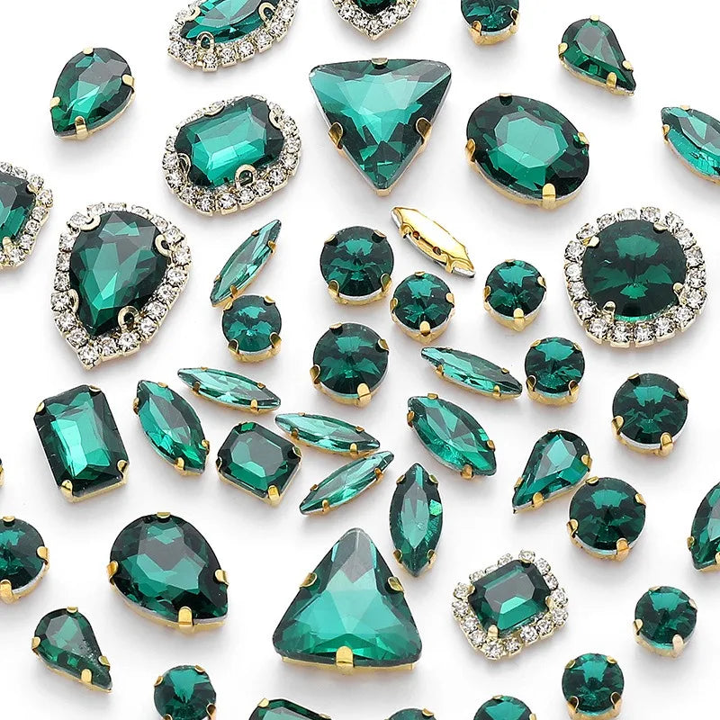 New gold claw 50pcs mixed Glitter Rhinestone Sew on Claw Buckle Crystal DIY Craft Wedding Accessories