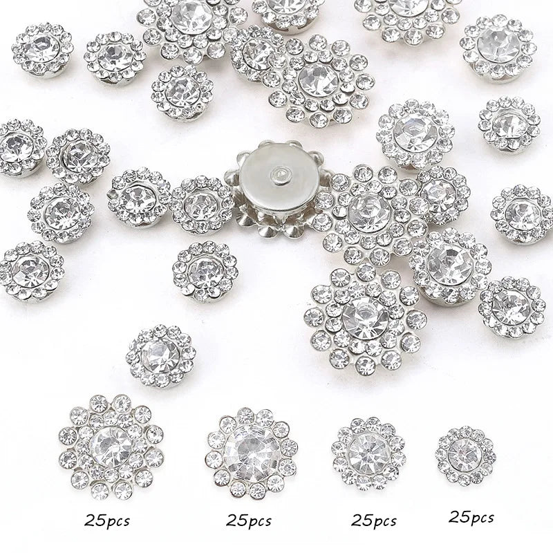 100pcs mixed size Sew-On Rhinestones Glitter for DIY Crafts Clothing Decoration Sparkling Bling round Shape Stones