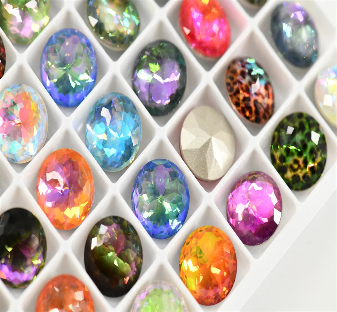 12mm mixed color Round K9 Rainbow Glass Stone Faceted Glass Jewels Accessories Point Back 45pcs