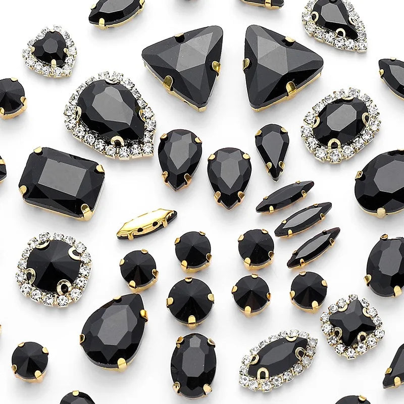 New gold claw 50pcs mixed Glitter Rhinestone Sew on Claw Buckle Crystal DIY Craft Wedding Accessories