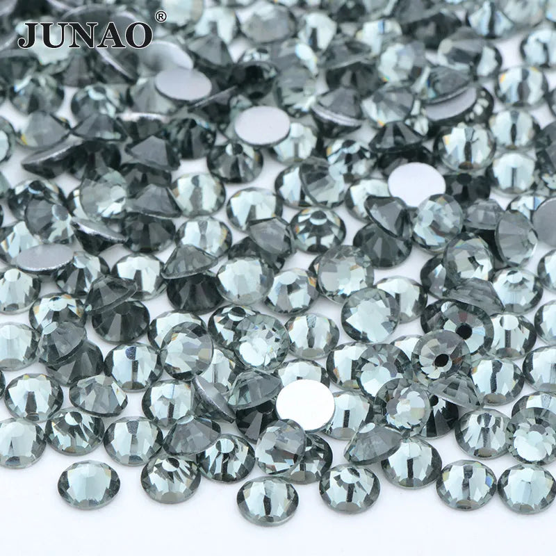 Bulk SS3 4 5 6 8 10 12 16 20 30 Dark Saim Glass Crystal Rhinestones Flat Back Gems Non Hotfix Strass Diamond for Clothes