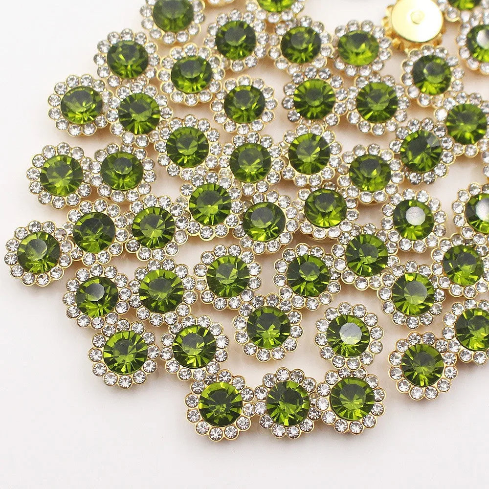 10mm 12mm  Sunflower Sewing Claw Rhinestones Crystals Glass Beads Buttons Stones Sew On Rhinestone for Clothes