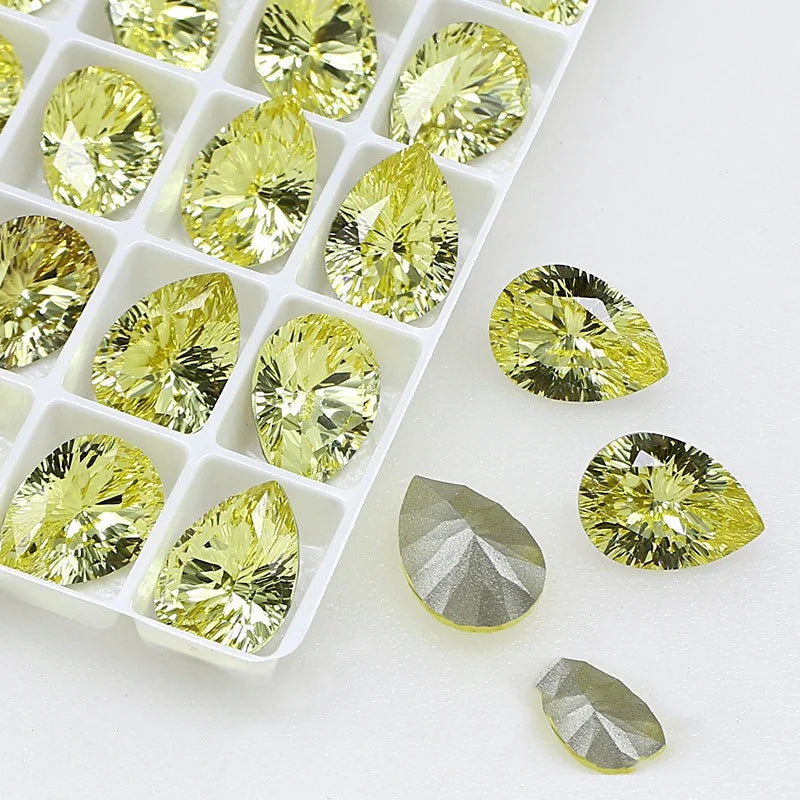48pcs K9 Teardrop 10x14mm Strass Crystal Rhinestone Diamond Pointback Stones for Bags Needlework Glue Applique Beads