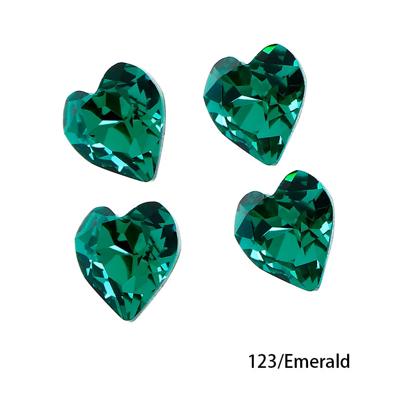 Crystal  Fancy Stone Pointed Back Rhinestones Heart Shape Glue On Crystal Beads K9 Glass Loose Diamond For Jewelry Making DIY