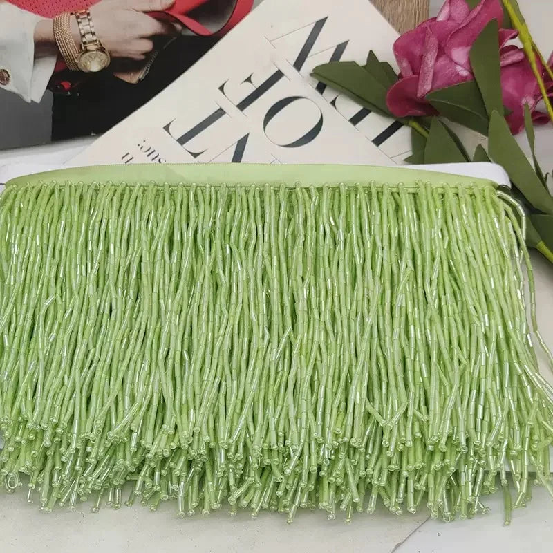 5 Yards 10cm Beaded Tassel Fringe Handmade Trimming for Costumes Dresses Crafts Sew on Decorative Edge