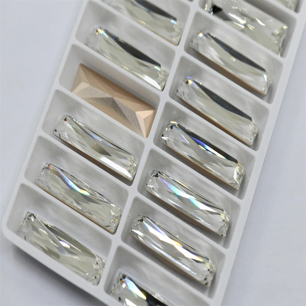 18pcs K9 Rectangle 10x30mm  Jewelry Accessories Pointback Glass crystal Stones Jewelry making