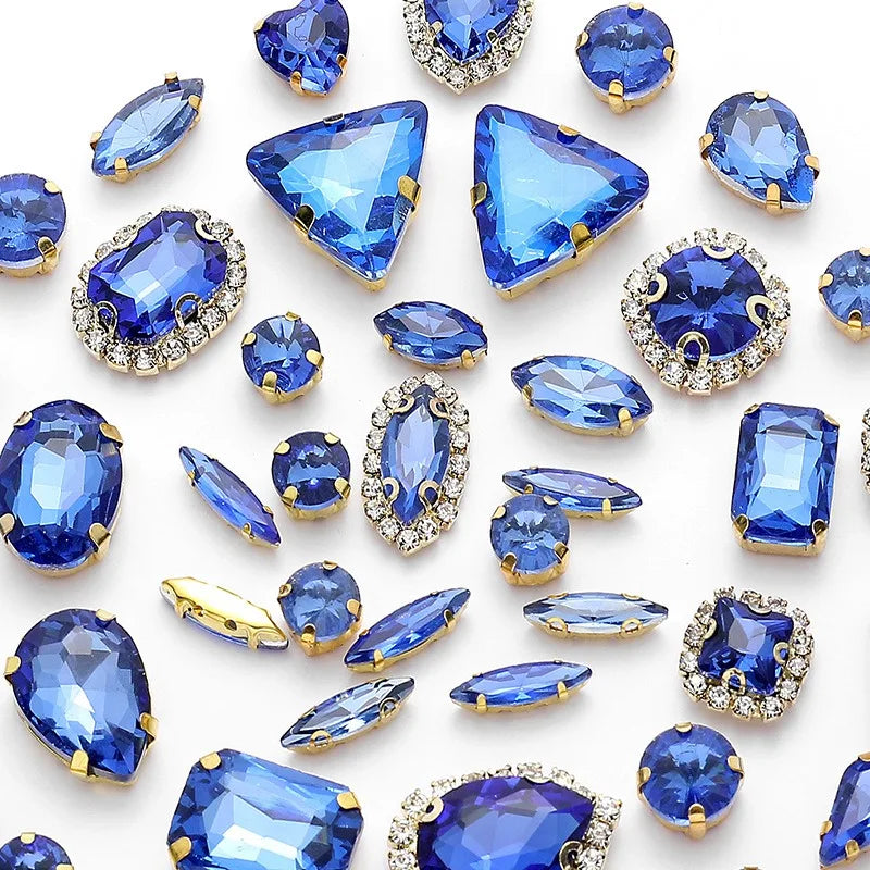 New gold claw 50pcs mixed Glitter Rhinestone Sew on Claw Buckle Crystal DIY Craft Wedding Accessories