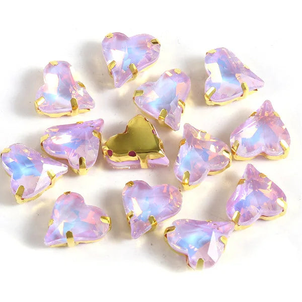 12x13mm heart shape rhinestone Applique Strass Diamond with claw Buttons Jewelry making Clothing sewing accessories hat crafts