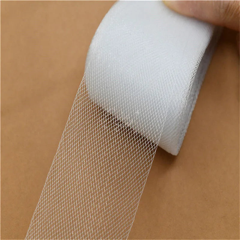 5cm 7.5cm plyester Mesh Ribbon Hard Stiff Flat Plain Crinolines Horsehair Fabric Multiple Widths  Hat And Skirt Making