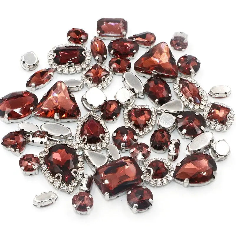New 50pcs Glitter Rhinestone Sew on Claw Buckle Crystal DIY Craft Wedding Accessories white k claw