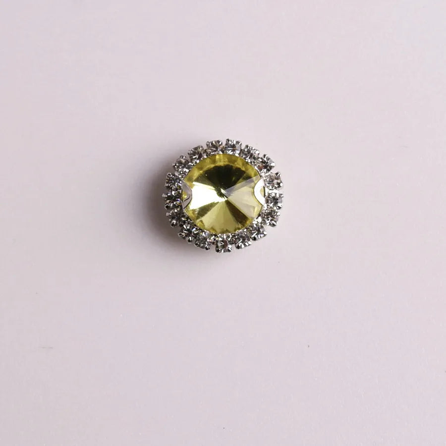 Glass crystal Rivoli round shape with rhinestone chain in Silver metal claw settings Sew on clothes shoes diy trim