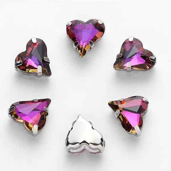 12x13mm heart shape rhinestone Applique Strass Diamond with claw Buttons Jewelry making Clothing sewing accessories hat crafts