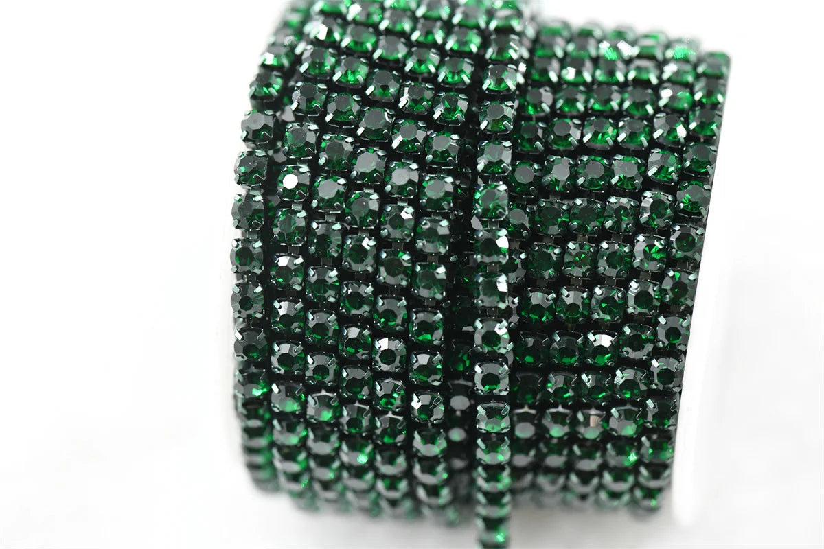 10 yards ss18 rhinestones chains for needlework Crystal Rhinestone Chain Silver Trim Costume Bridal Sewing  garment crafts