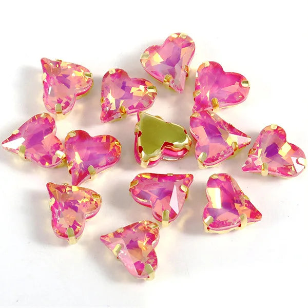 12x13mm heart shape rhinestone Applique Strass Diamond with claw Buttons Jewelry making Clothing sewing accessories hat crafts