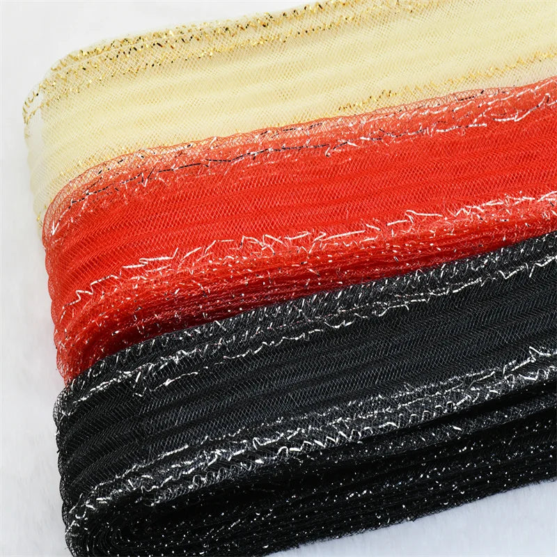 crinoline horsehair with in silver thread braid Mesh Fabric Soft Polyester Wedding Dress skirt making crafts