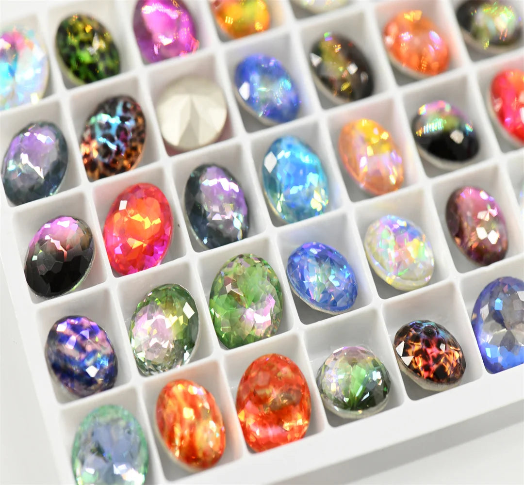 12mm mixed color Round K9 Rainbow Glass Stone Faceted Glass Jewels Accessories Point Back 45pcs