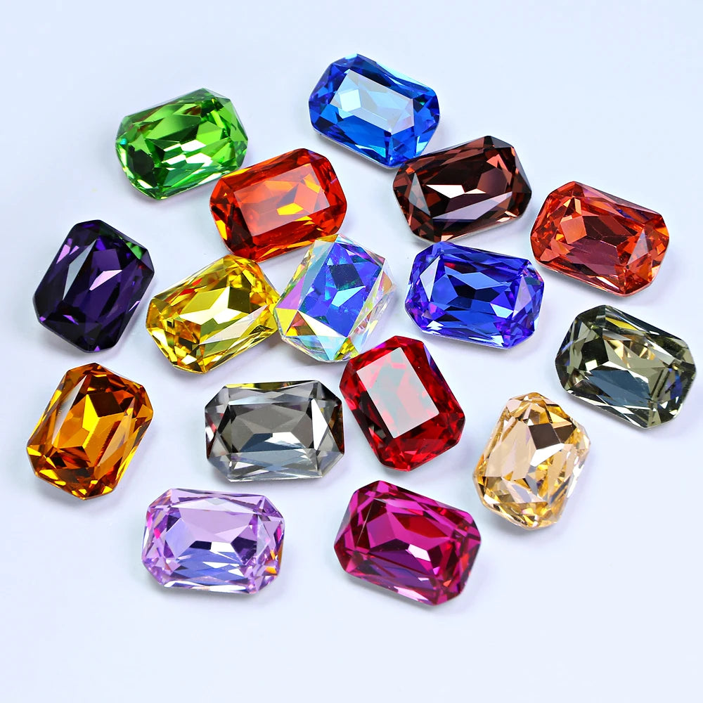K9 Glass Rectangle Octagon Strass Diamond for Clothes, Nail Art, Rhinestone 3D Pointback, Fancy Stone Gems, Bling Crystal, DIY