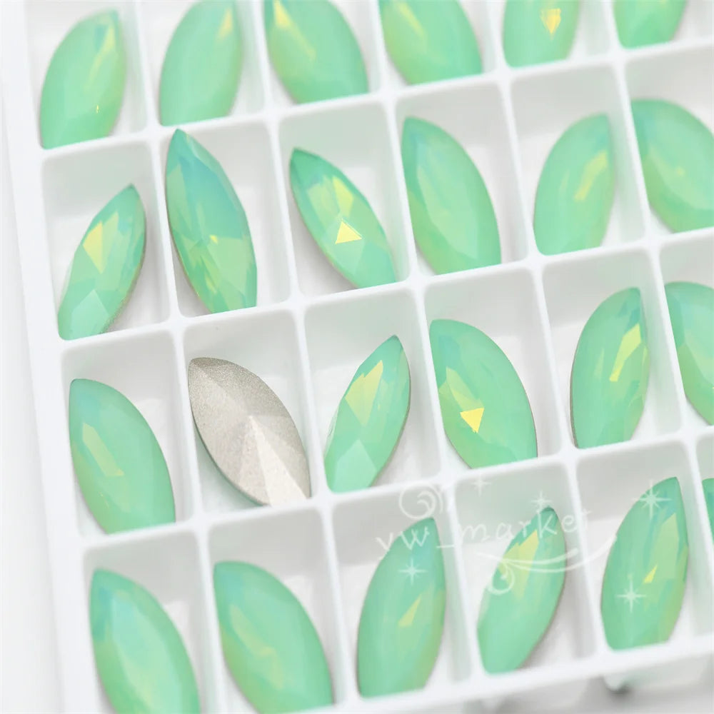 k9 Green Opal decorative crystals beads Rivoli teardrop oval Diy crafts jewels accessories