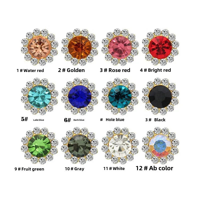 10mm 12mm  Sunflower Sewing Claw Rhinestones Crystals Glass Beads Buttons Stones Sew On Rhinestone for Clothes
