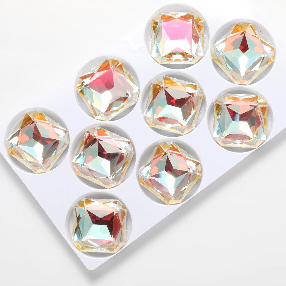 23x23mm 18mm  Square Octagon Rhinestones  Glass Stones Glitter Crystal Strass  Rhinestones Loose Stones