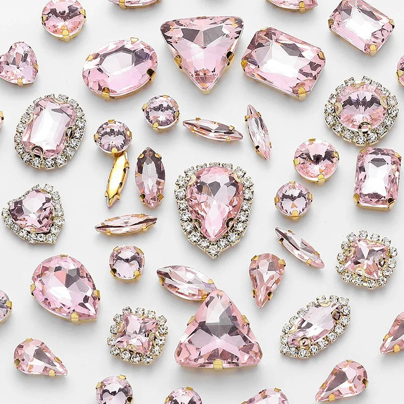 New gold claw 50pcs mixed Glitter Rhinestone Sew on Claw Buckle Crystal DIY Craft Wedding Accessories