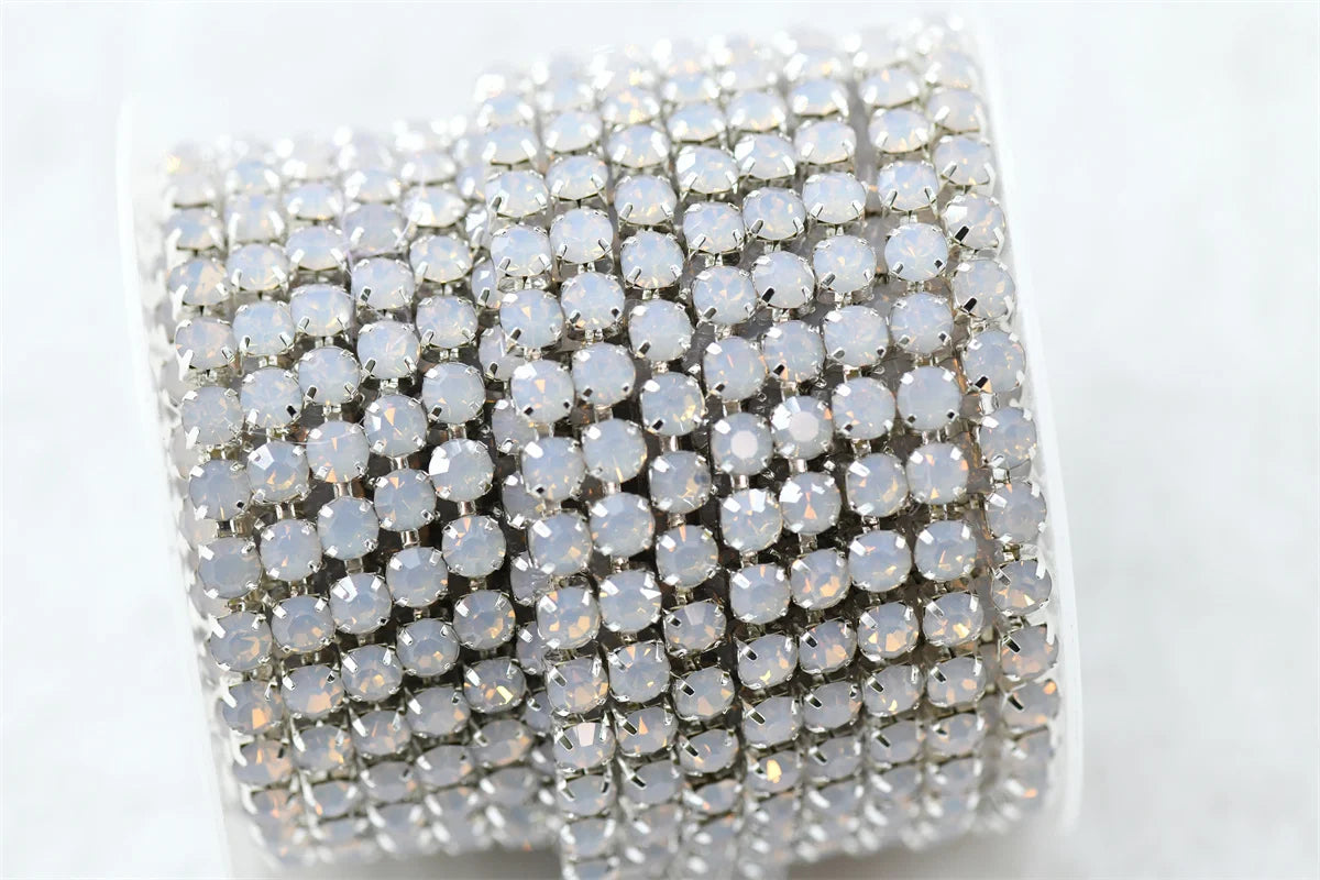 ss20 5mm chains  for needlework Crystal Rhinestone Chain Silver Trim Costume Bridal Sewing 10 yards garment crafts