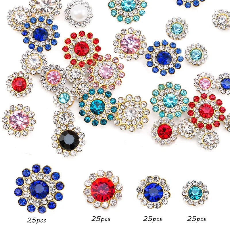 100pcs mixed size Sew-On Rhinestones Glitter for DIY Crafts Clothing Decoration Sparkling Bling round Shape Stones