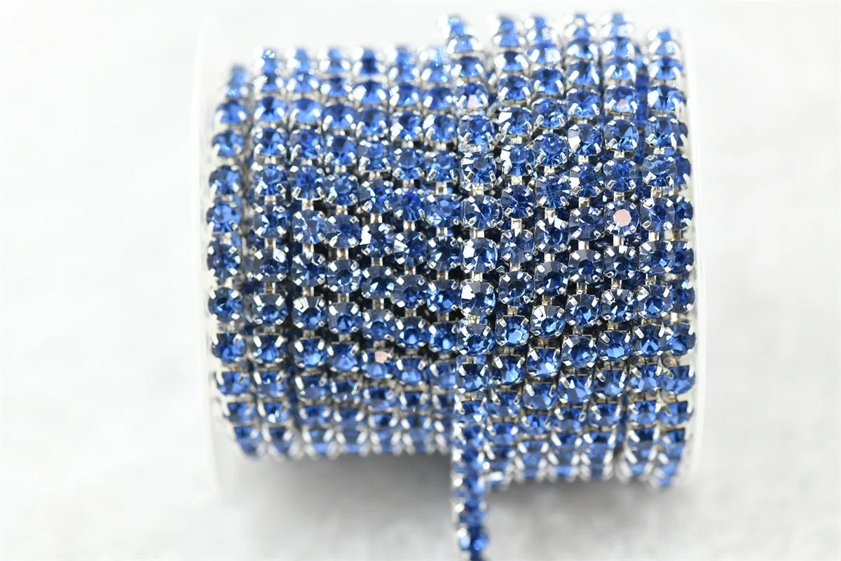 ss20 5mm chains  for needlework Crystal Rhinestone Chain Silver Trim Costume Bridal Sewing 10 yards garment crafts