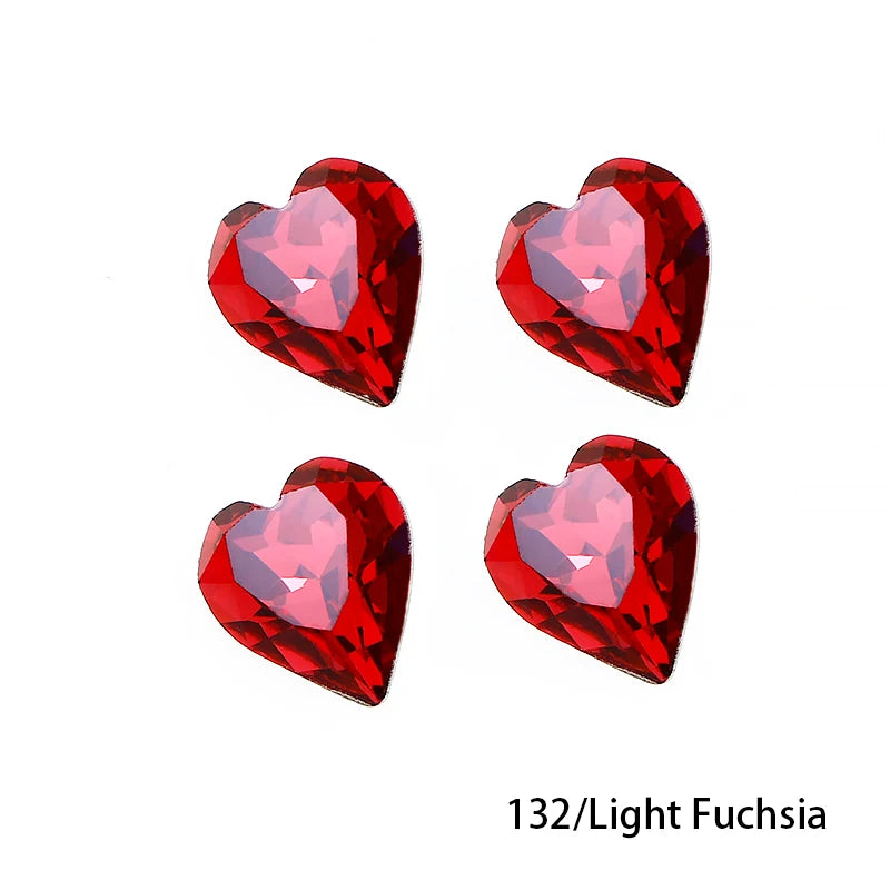 Crystal  Fancy Stone Pointed Back Rhinestones Heart Shape Glue On Crystal Beads K9 Glass Loose Diamond For Jewelry Making DIY
